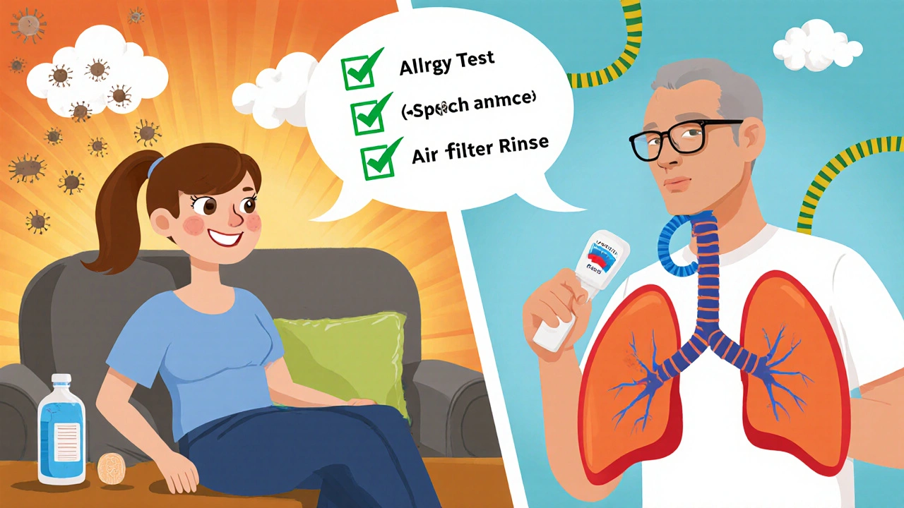 Split scene of two people feeling relief after chiropractic care, with checklist icons.