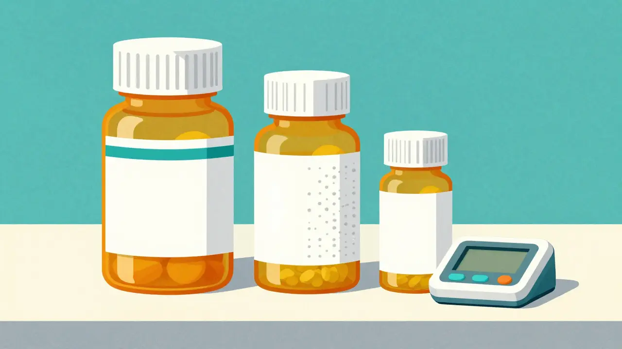 Various prescription bottles with different accessible label types